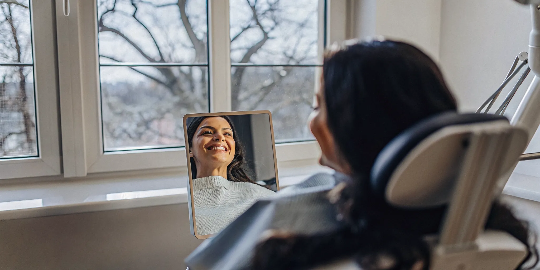 A smiling patient feeling confident after her smile makeover consultation at a modern dental practice