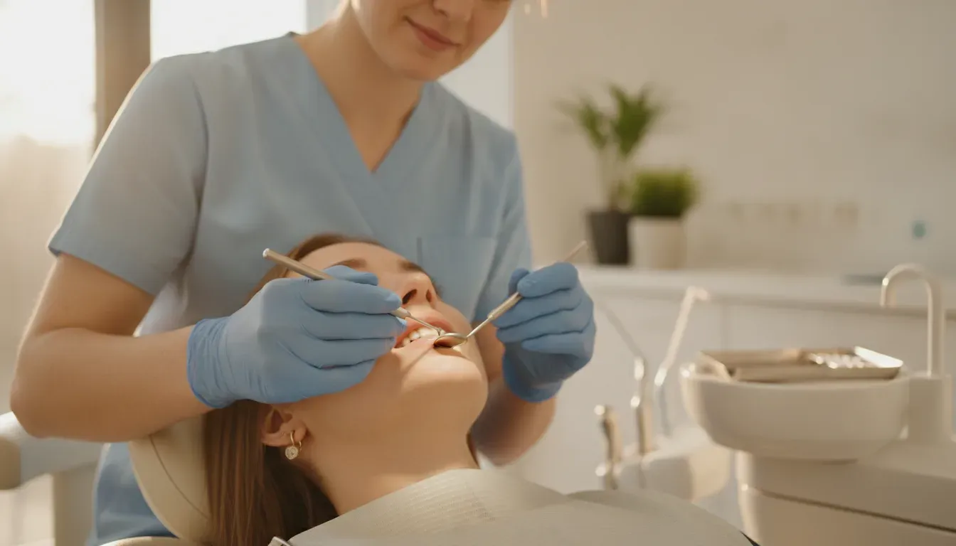 Patient discussing gum health questions with a dental professional