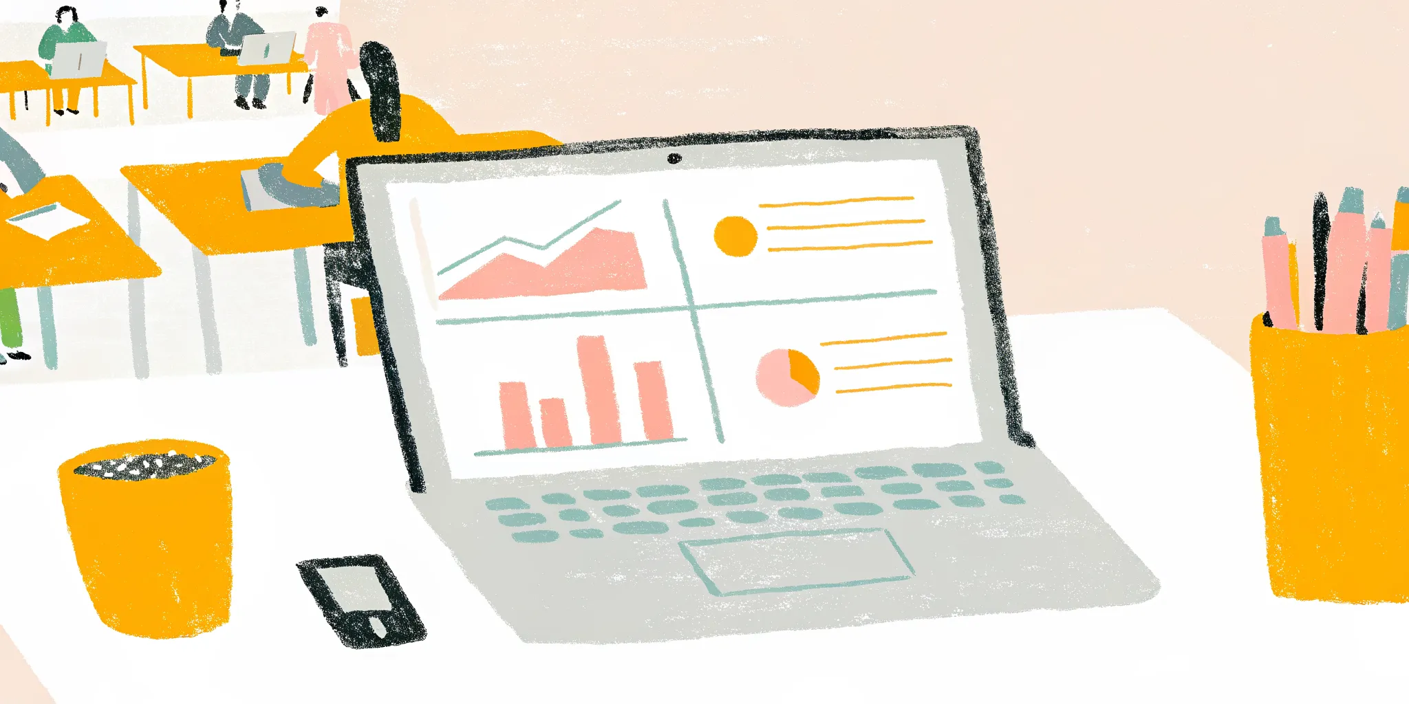 Professional marketing dashboard on a laptop showing campaign analytics