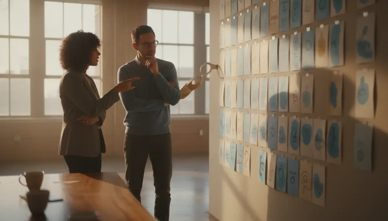 Startup team organizing search intent for an AI SEO workflow