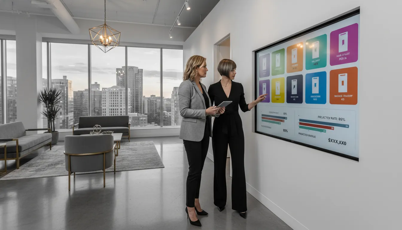 Franchise investor evaluating a salon suite tenant mix strategy with an onsite manager