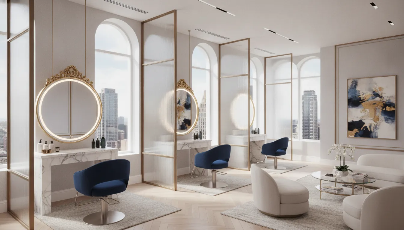 Modern private salon suite in Texas with professional styling chair and mirror setup