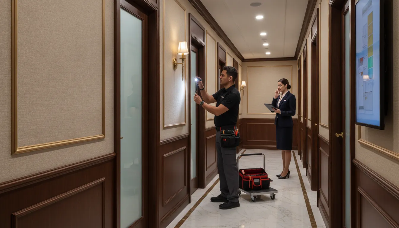 Vendor and Concierge Manager reviewing salon suite facility needs