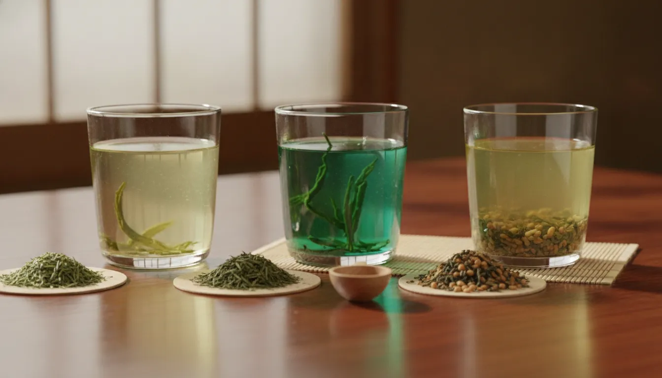 Sencha, Gyokuro, and Genmaicha prepared as cold brew green tea