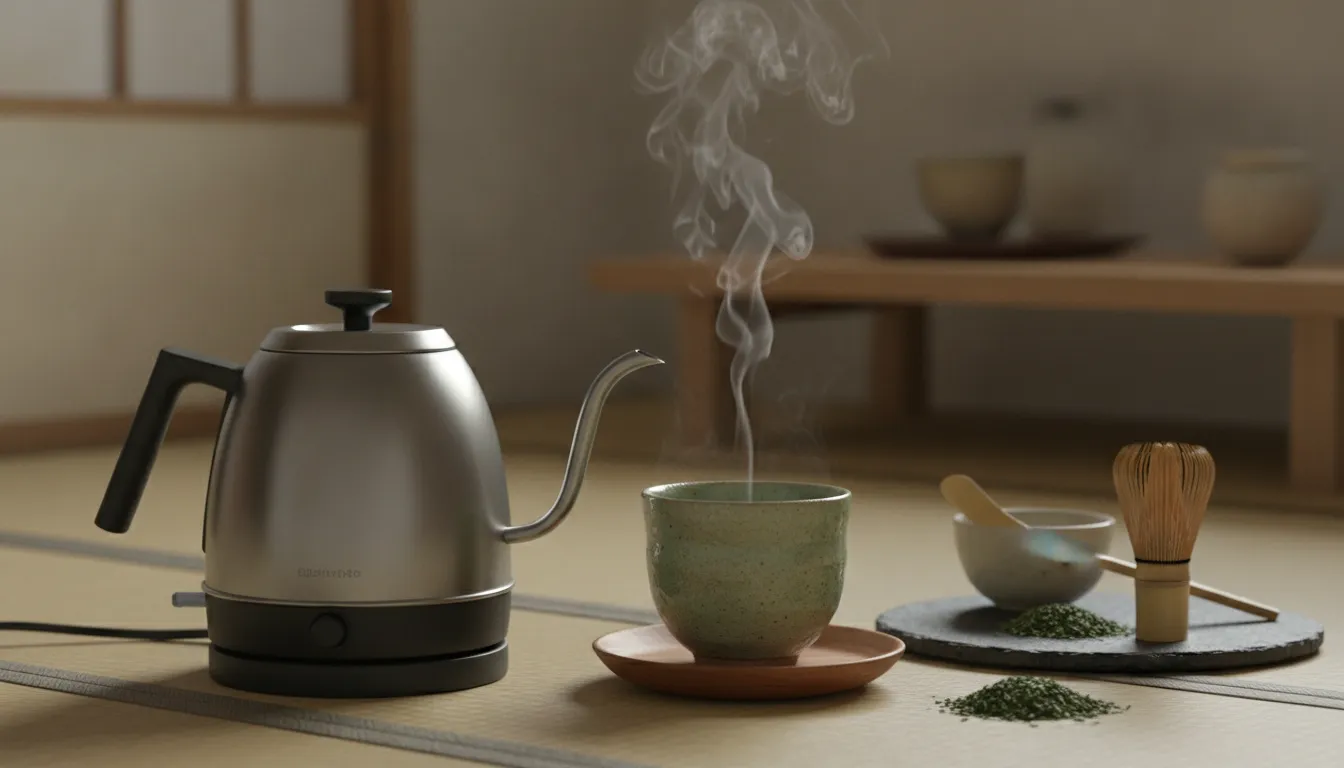 Tea kettle temperature control for Japanese green tea brewing