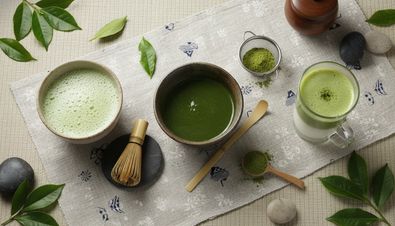 Matcha ratio comparison for usucha, koicha, and latte preparation