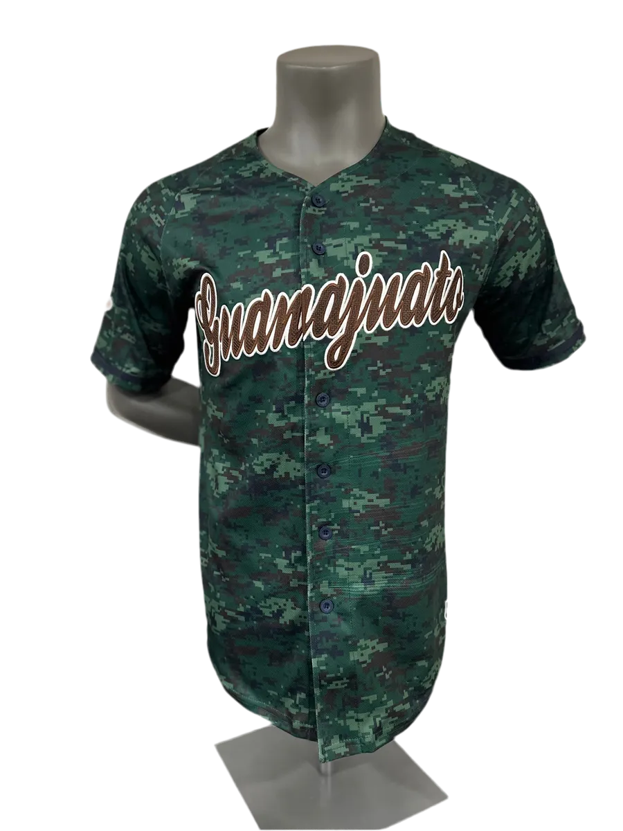 Front view of the Guanajuato baseball jersey from Beisbol Dept