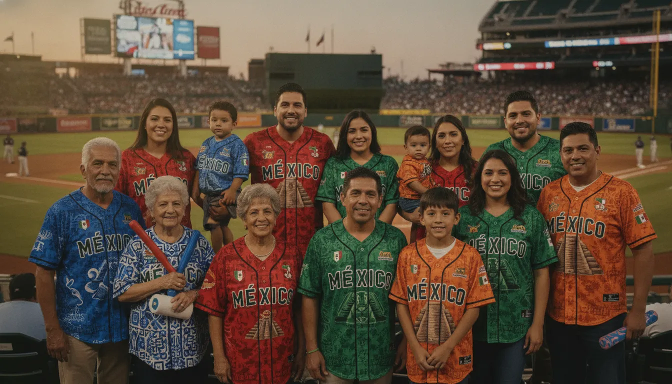 Family style ideas for matching Mexican baseball jerseys