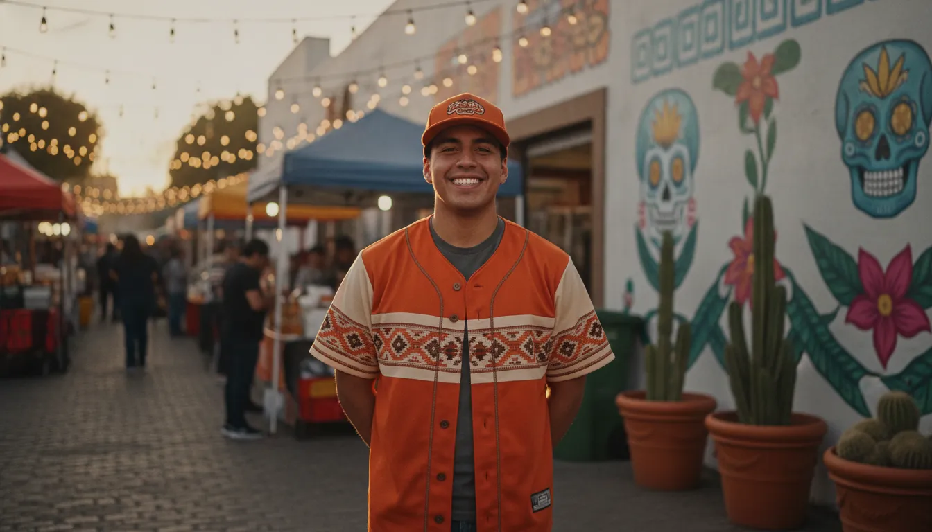 Orange Mexican state baseball jersey representing Sonora pride
