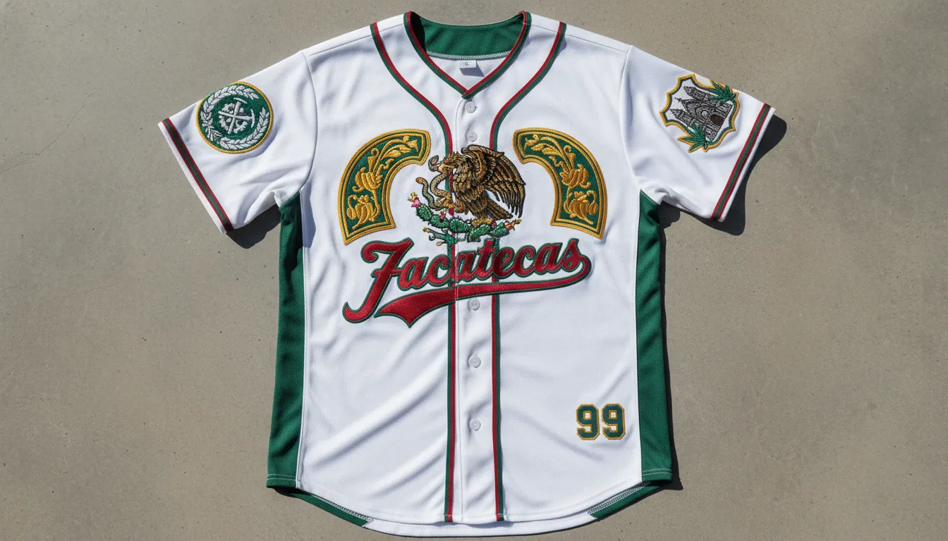 Mexican state pride apparel jersey with embroidered regional details