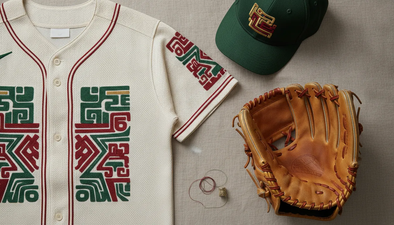 Detailed stitching and fabric on a Mexican state pride jersey