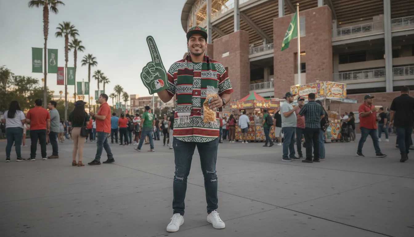 Fan showing how to style Mexico baseball jersey for game day