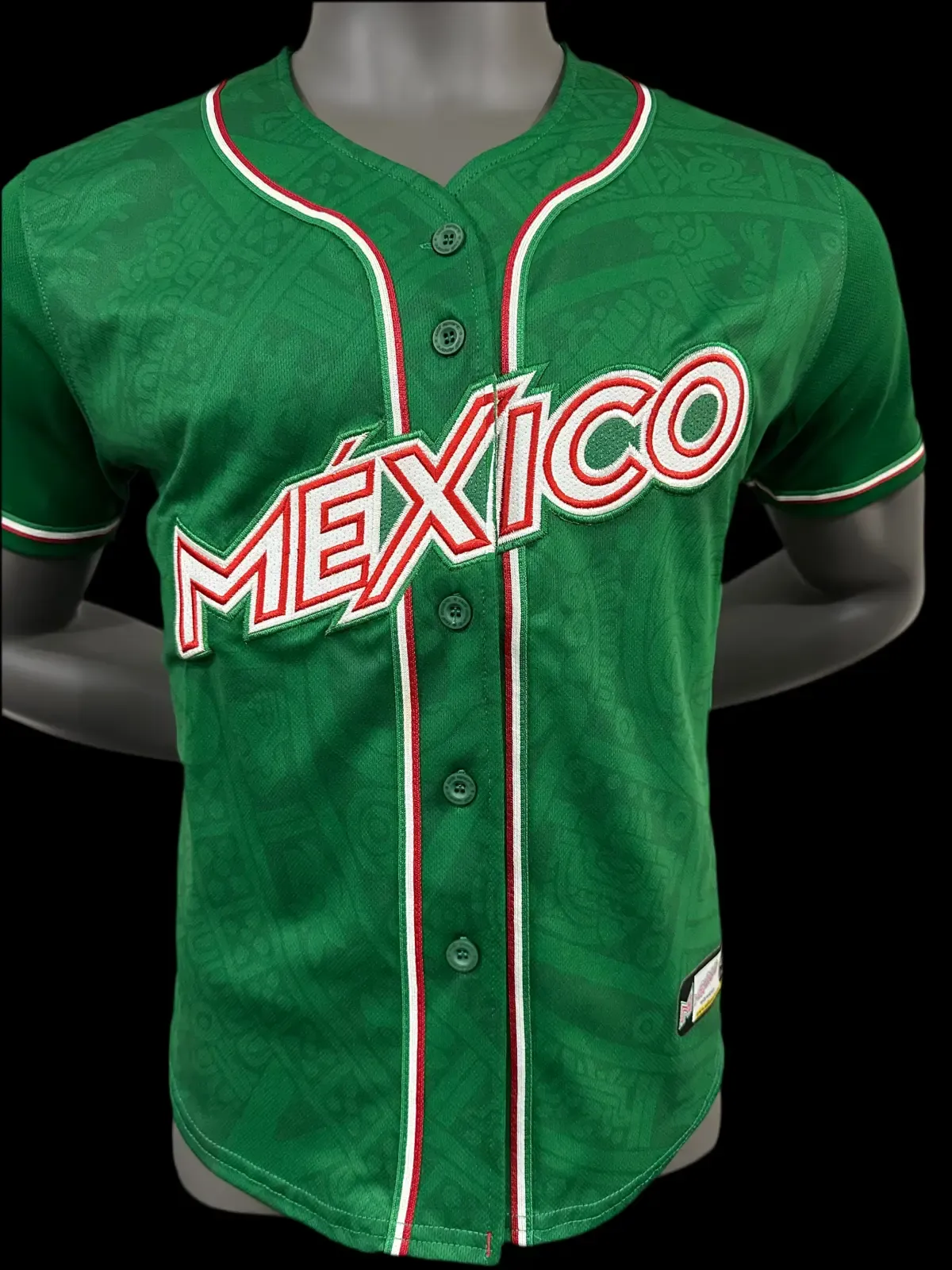 Mexico retro green baseball jersey product view