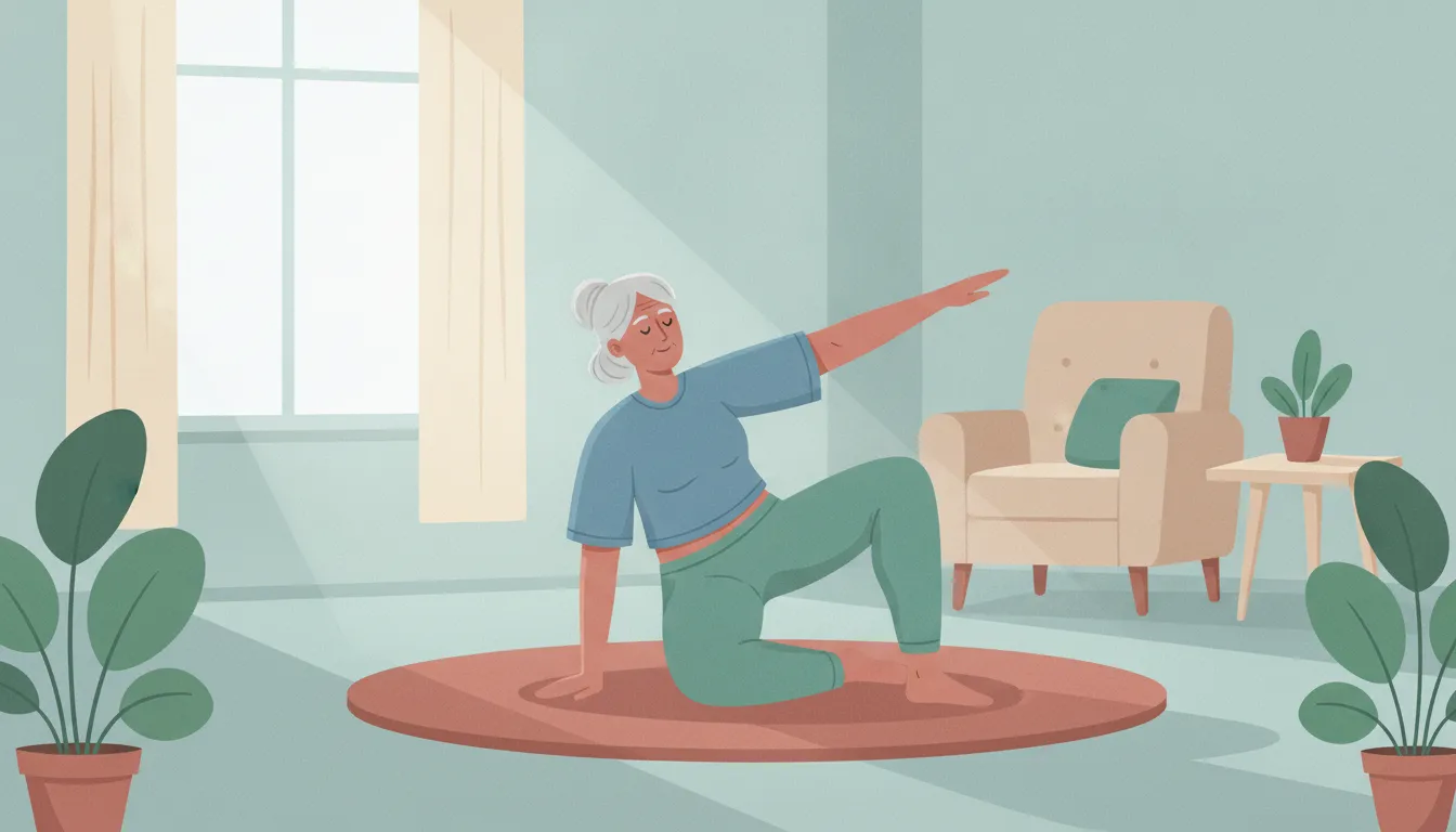 Older woman practicing gentle pelvic floor exercises for bladder support