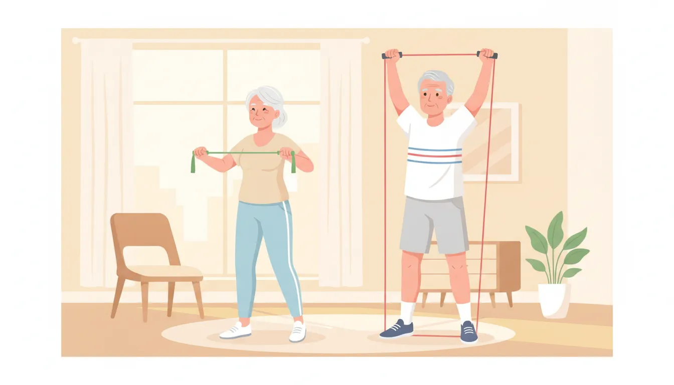 Older adult doing supervised strength and balance exercises for bone health