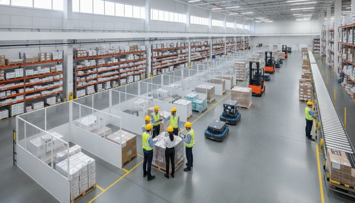 Pharmaceutical 3PL team coordinating separate client inventory zones