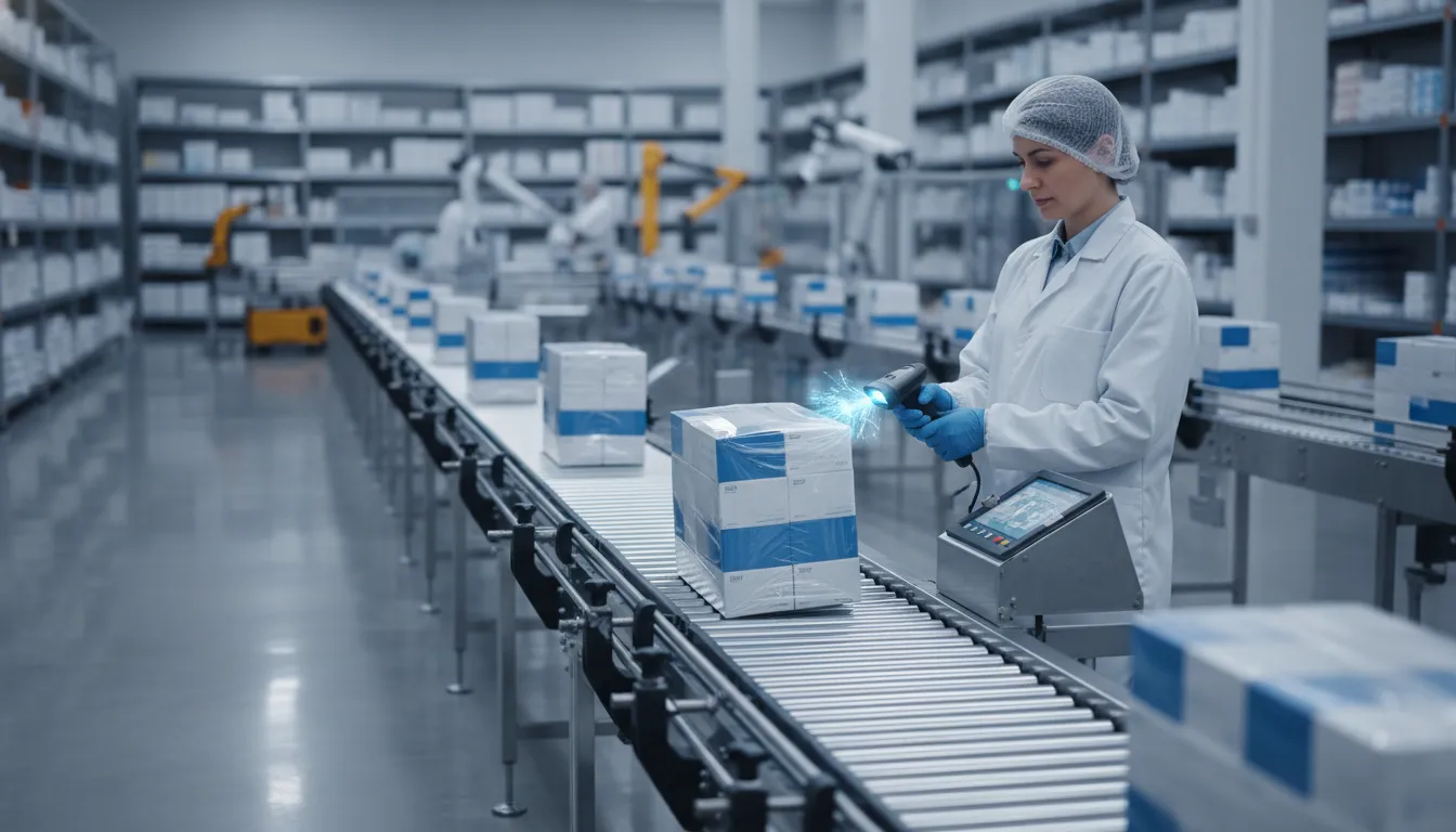 Pharmaceutical warehouse using lot traceability software during inventory handling