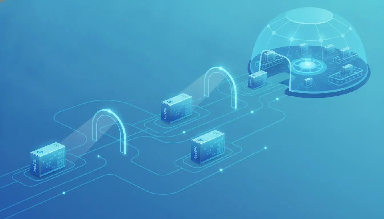 DSCSA compliance workflow connecting serialized pharmaceutical packages and scanning checkpoints