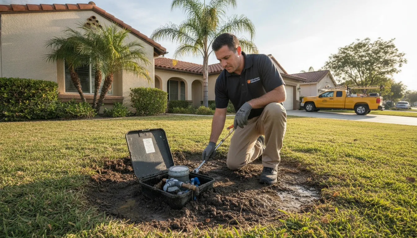 Water meter being checked for movement during a residential leak test
