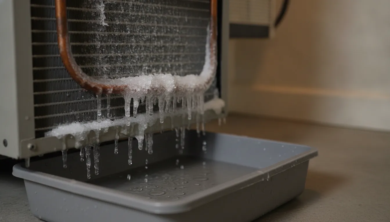 Ice and frost building on the copper line and evaporator coil of an indoor air conditioning unit
