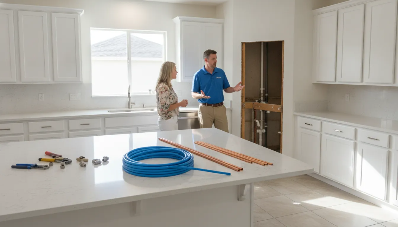 Repiping service Melbourne FL project planning with a homeowner and plumber