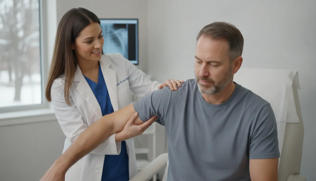 Physician conducting a Michigan insurance medical examination after a car crash