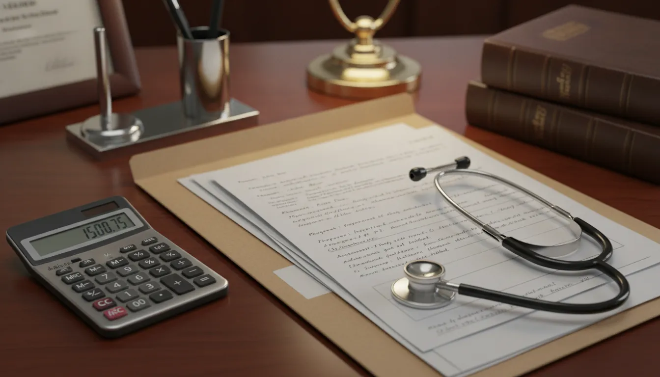 Medical chart, calculator, and clinical planning files used to calculate lifetime care expenses