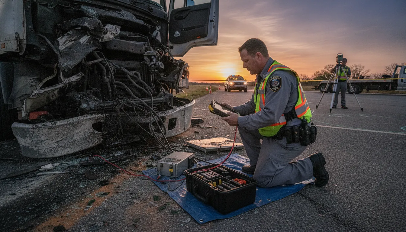 Specialist preserving truck black box evidence after a Michigan crash