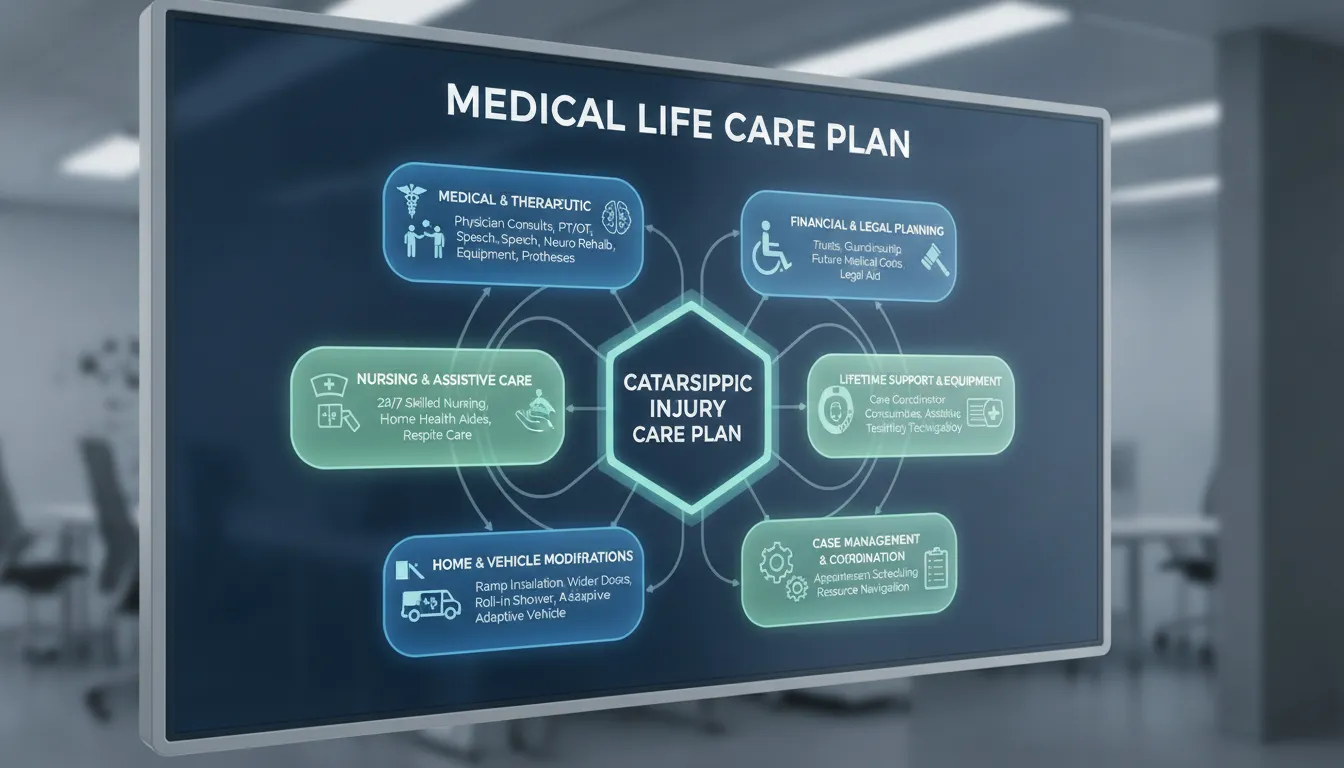 Diagram showing the core components of a comprehensive medical life care plan