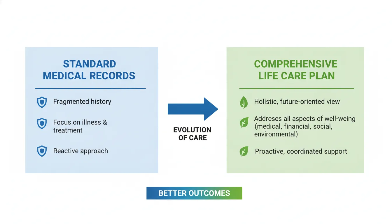Comparison between standard medical records and a comprehensive life care plan