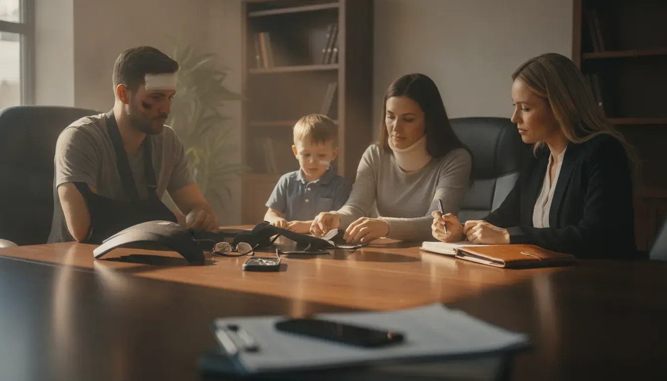 Michigan family organizing accident evidence with a personal injury attorney
