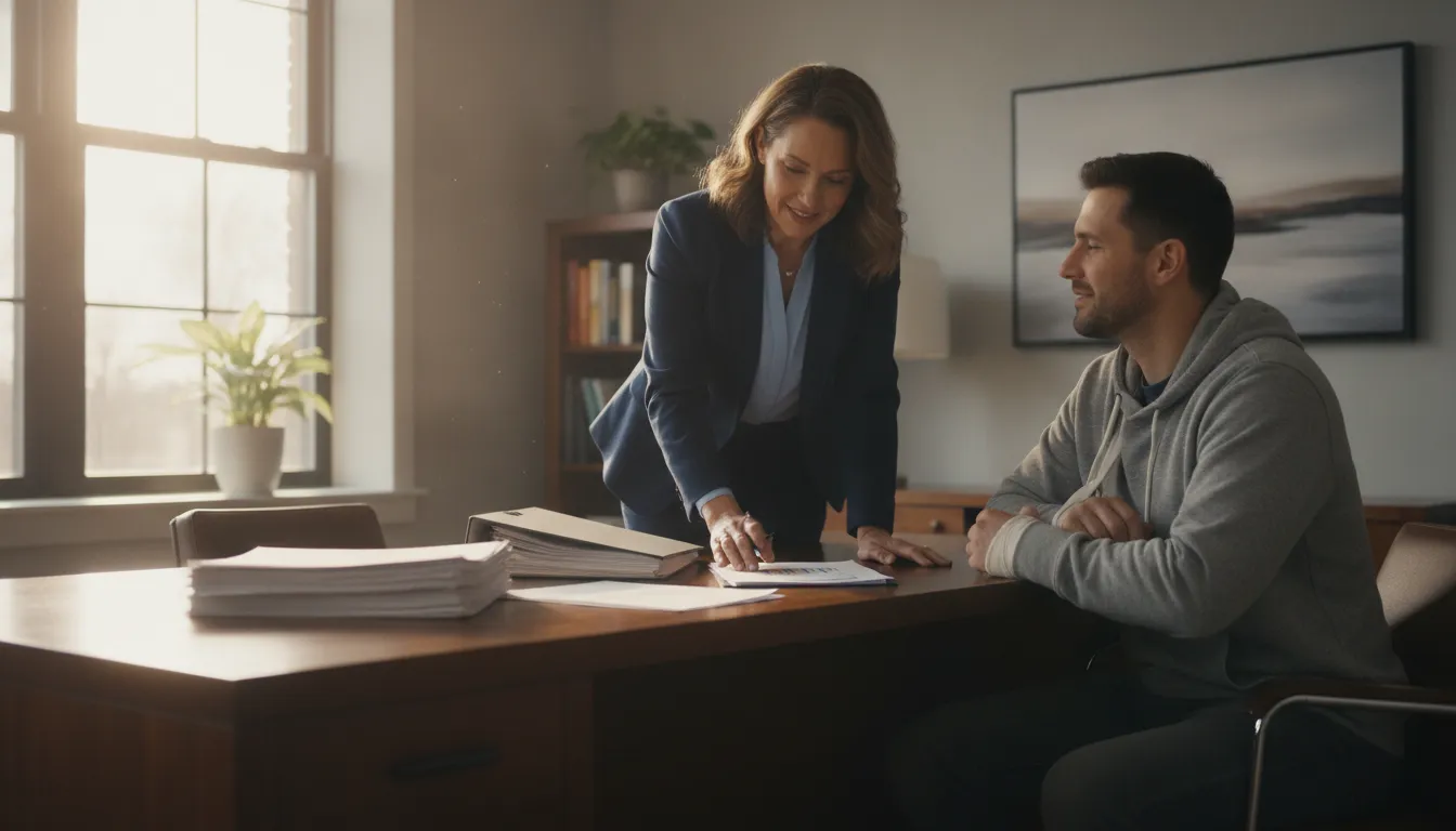 Attorney helping an injured worker understand Michigan car accident wage loss benefits
