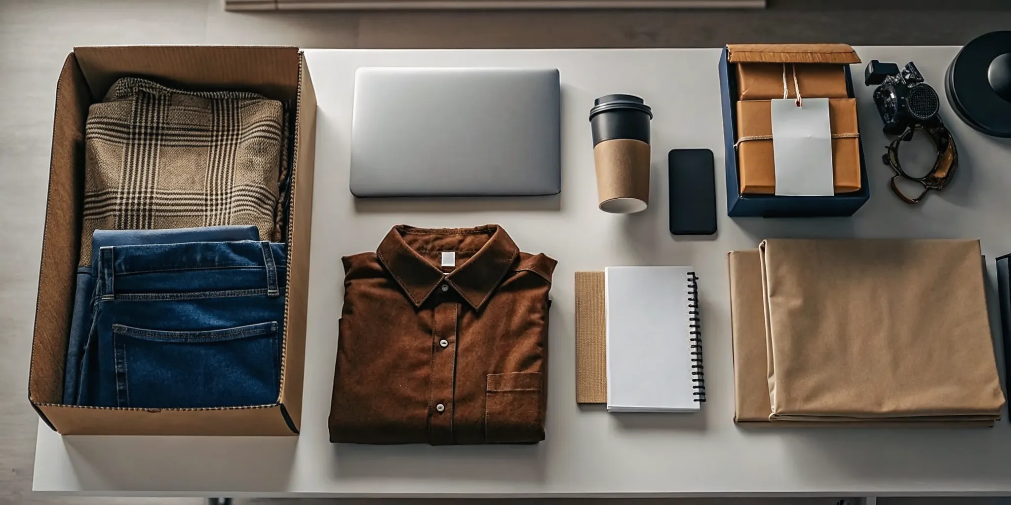 Employee onboarding kits with branded welcome boxes, apparel, notebooks, and drinkware