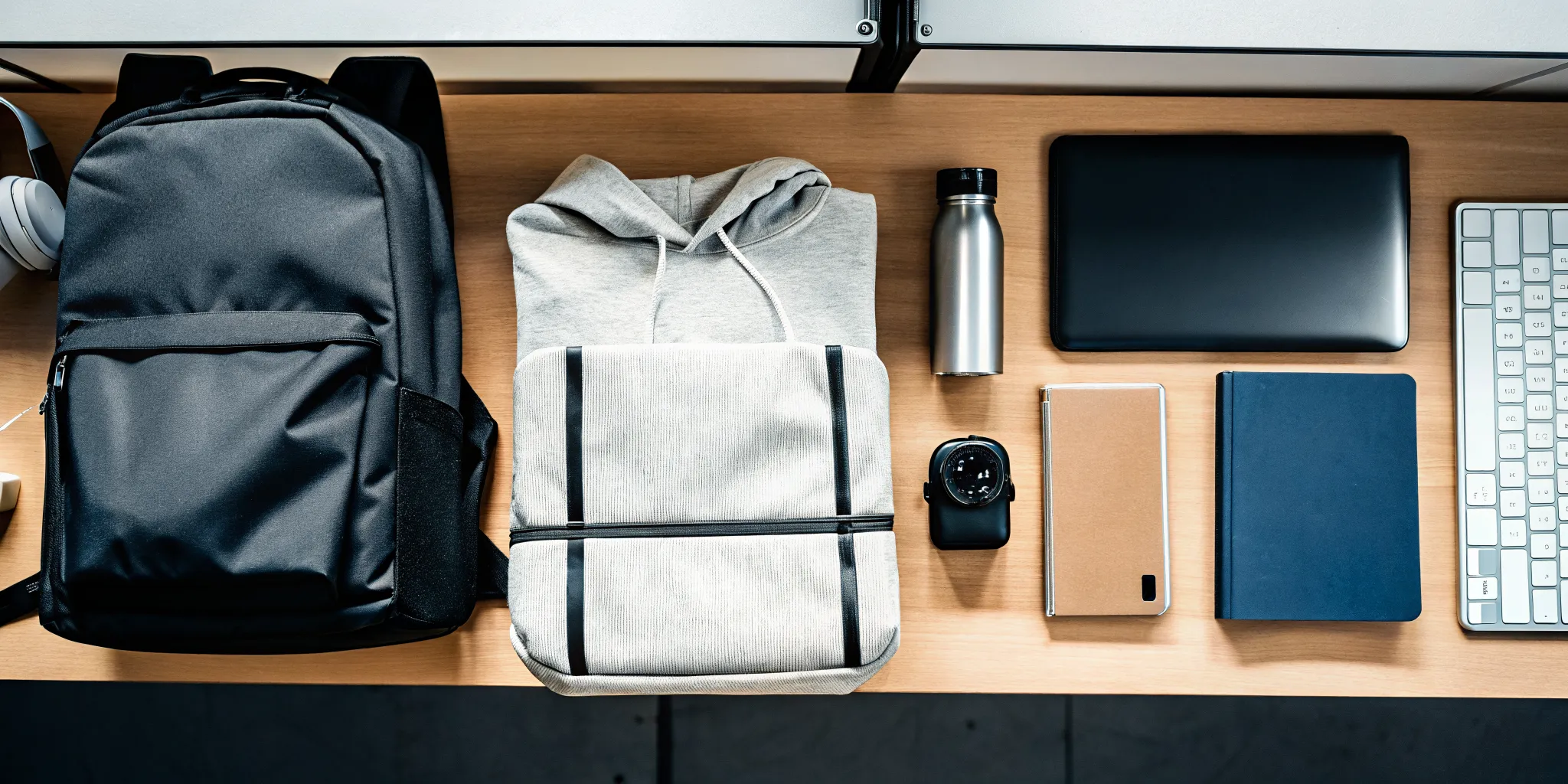 Premium promotional products for tech companies on a modern desk