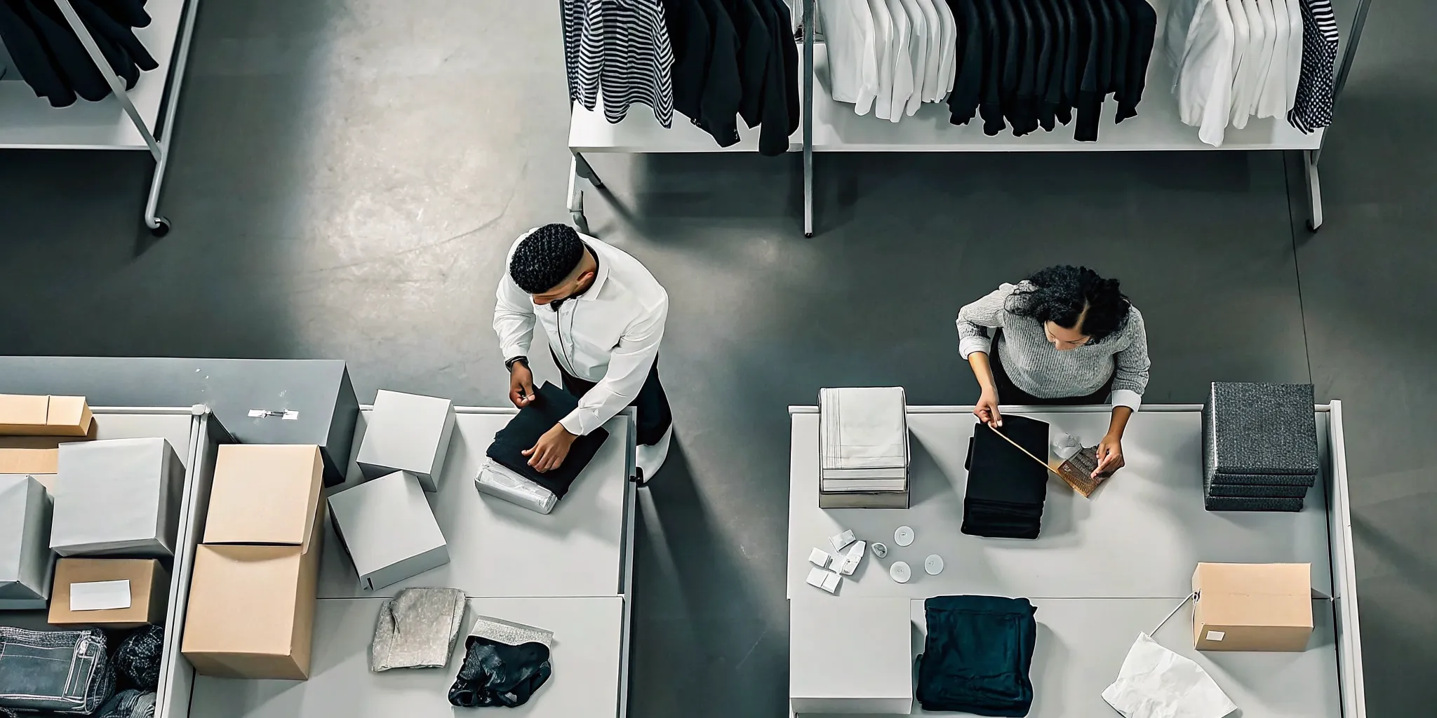 Welcome box kitting and fulfillment workspace for global employee delivery