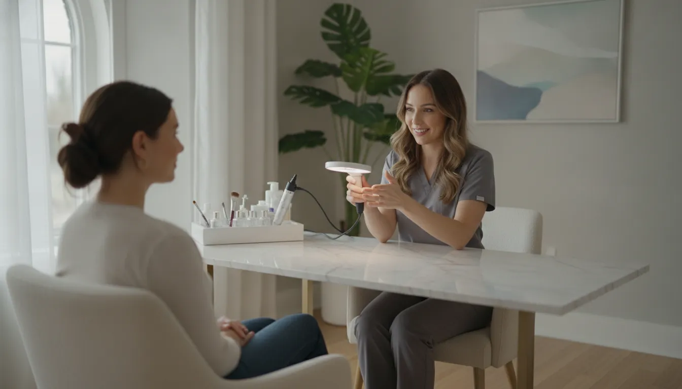 Skin assessment during a first med spa visit Pittsburgh at Your Skin Prescription in Sewickley