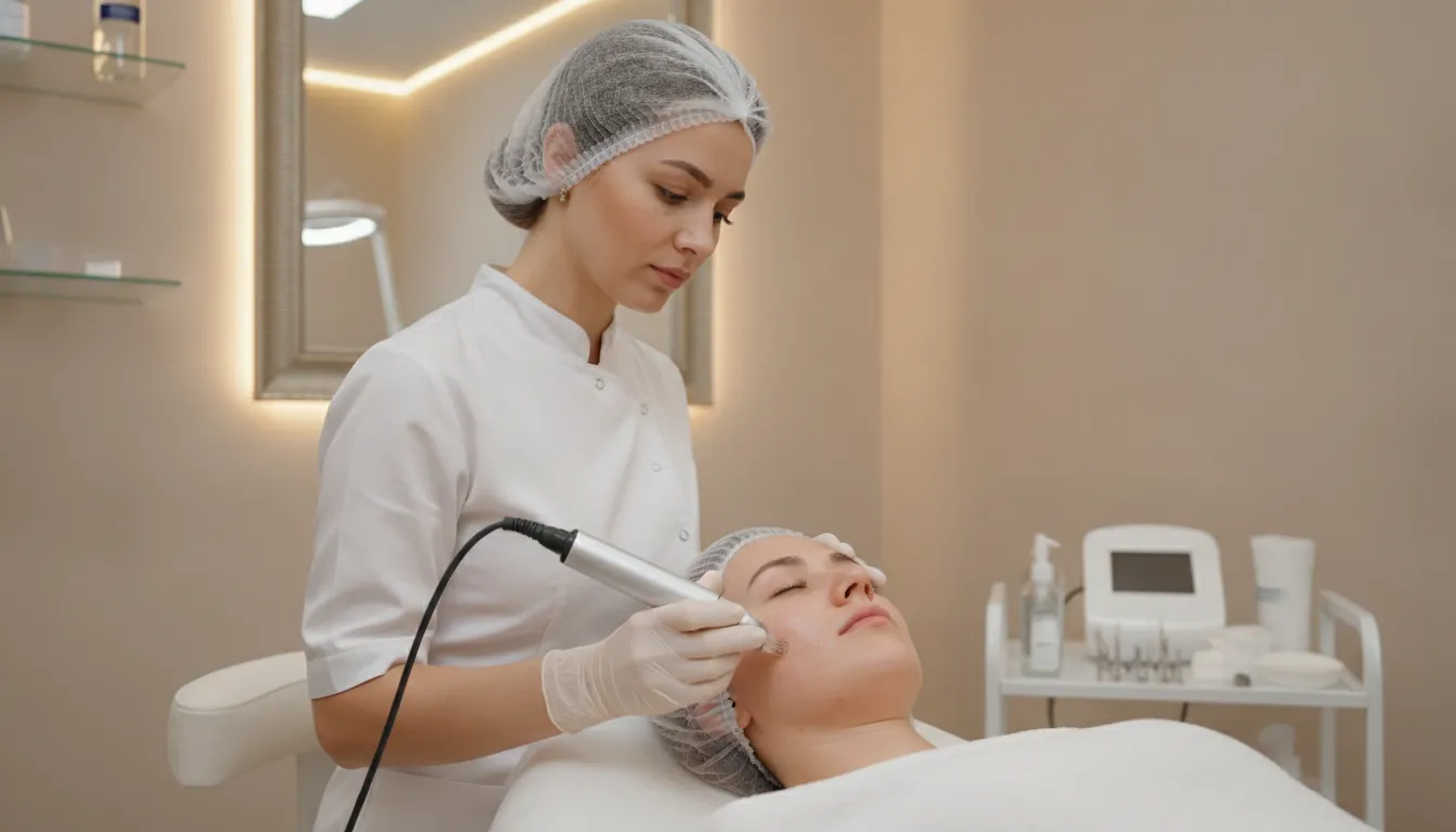 Traditional microneedling treatment at Your Skin Prescription in Sewickley, with a medical aesthetician using a sterile device on a clients skin
