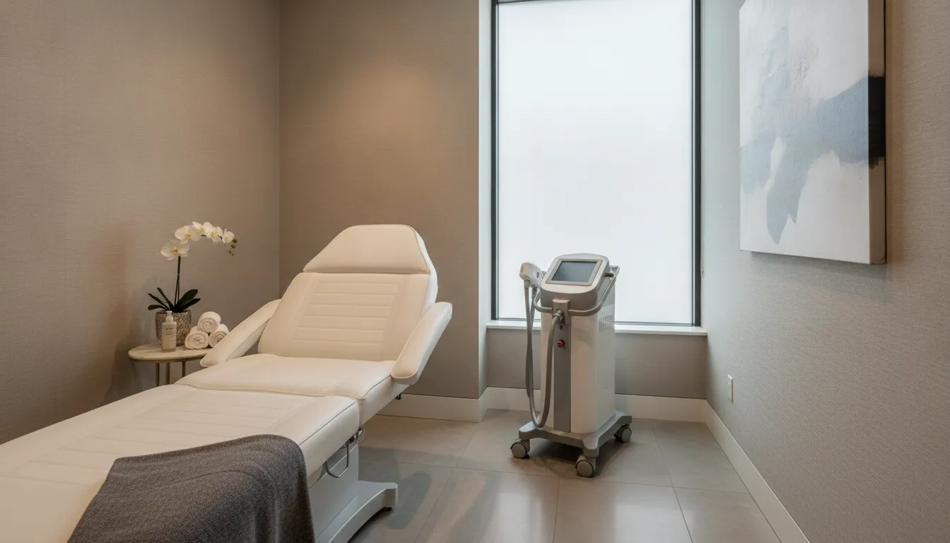 Laser hair removal for men Pittsburgh treatment room at a refined med spa