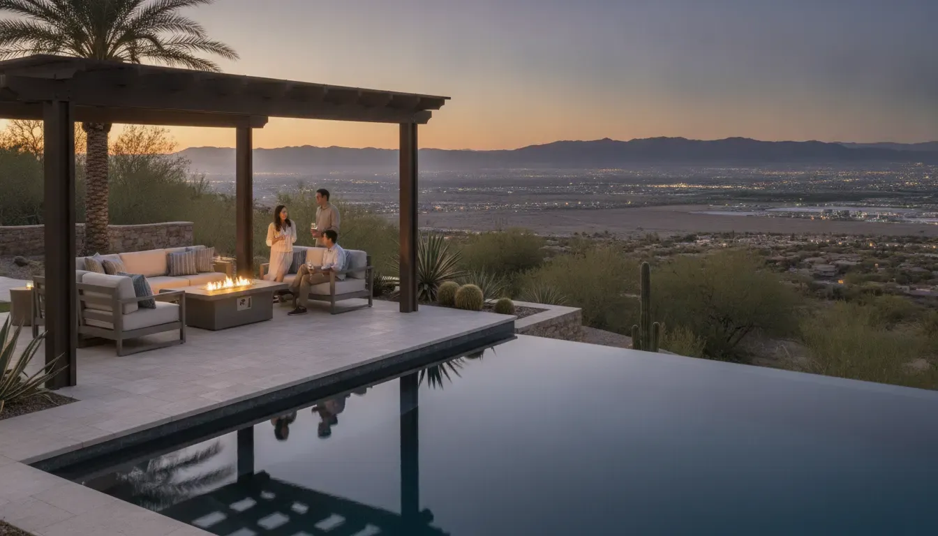 Henderson Nevada luxury outdoor living area with valley views