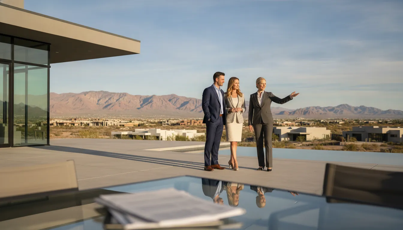 Luxury buyers reviewing a Henderson relocation and home ownership costs
