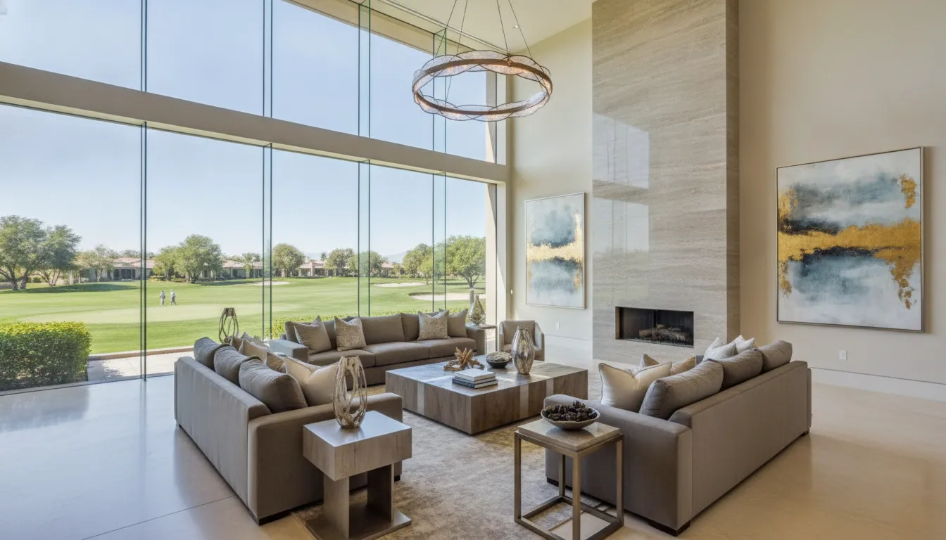 Custom luxury estate great room in a gated Henderson Nevada community