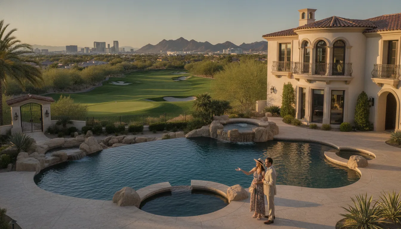 Gated luxury estate in Henderson Nevada shown to buyers during a luxury home appraisal inspection