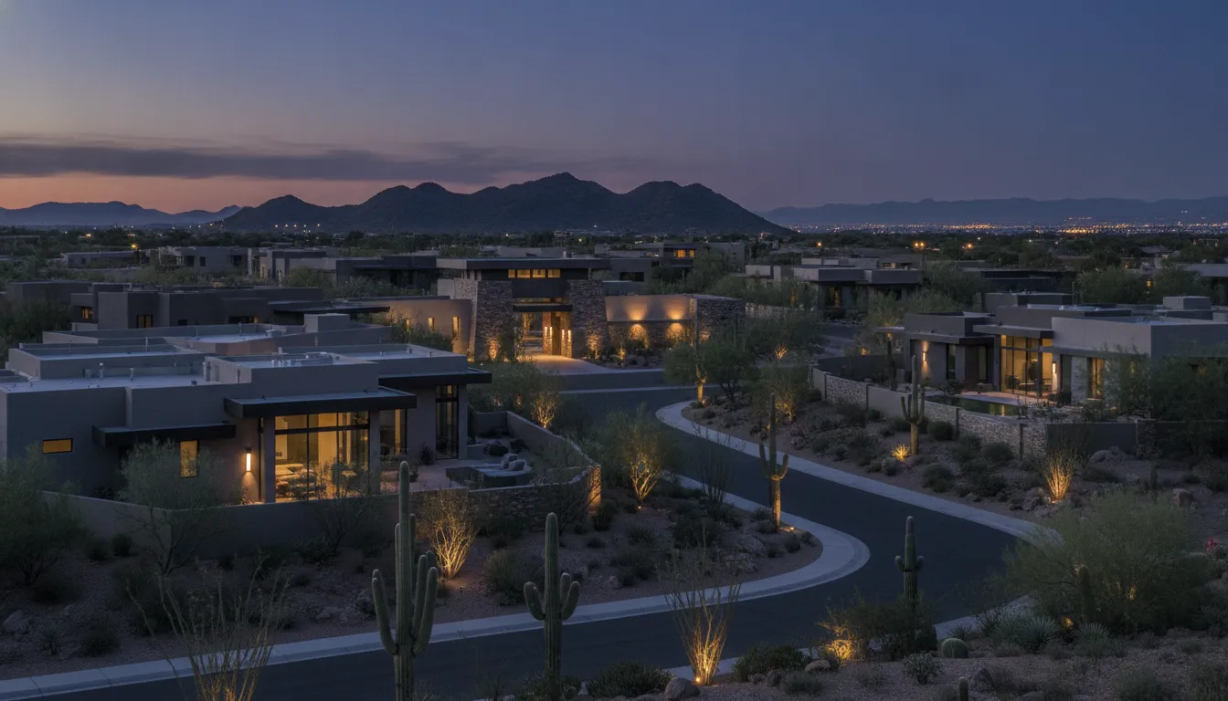 Private community streets and custom homes in Henderson Nevada