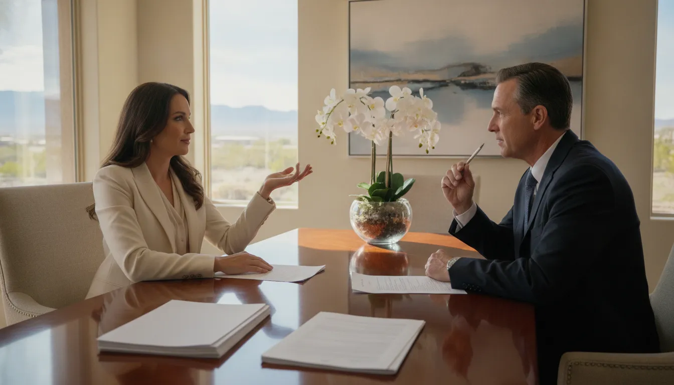 Luxury home seller discussing a gated community marketing strategy