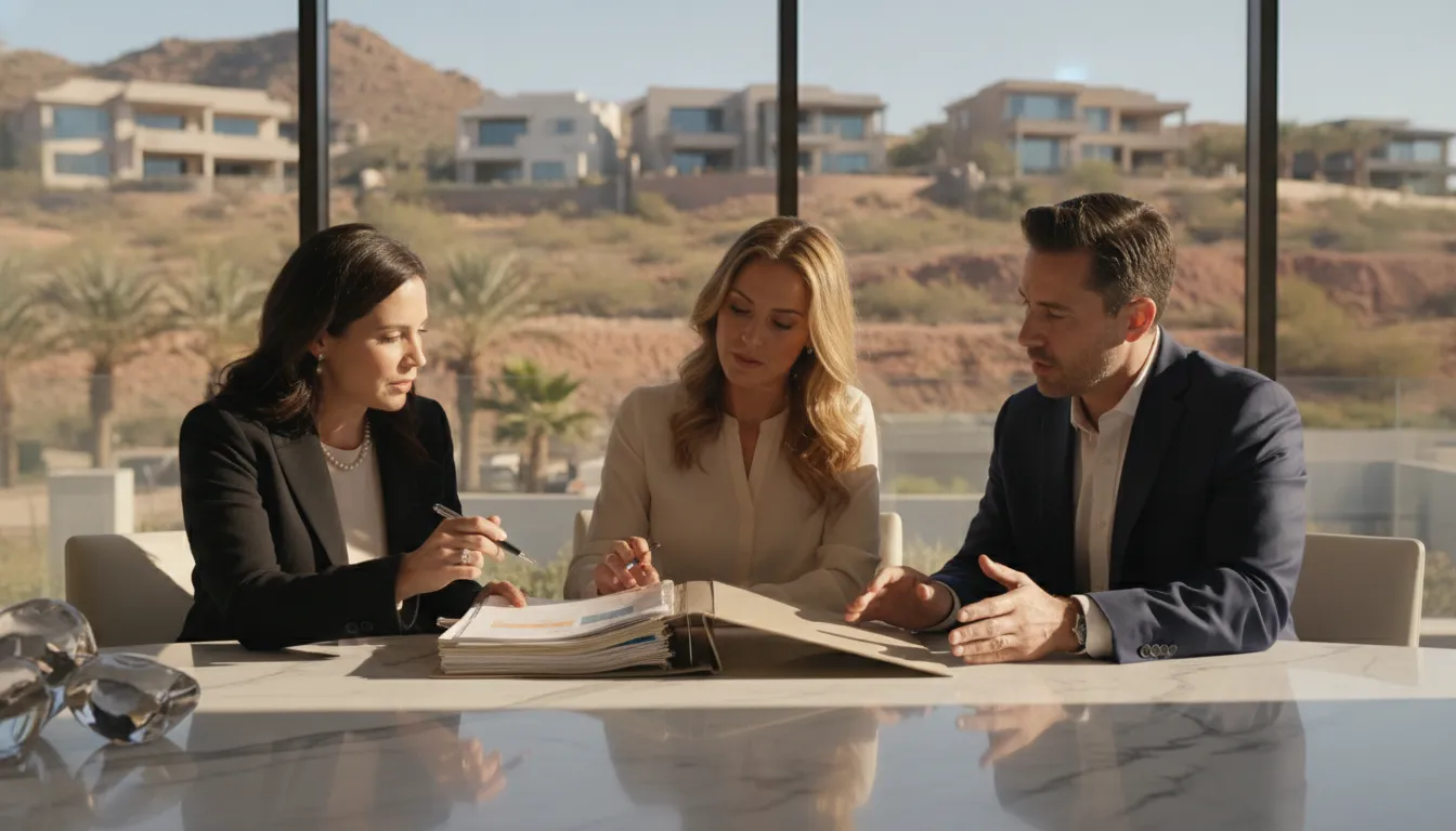 Henderson luxury home seller organizing real estate sale records with advisors