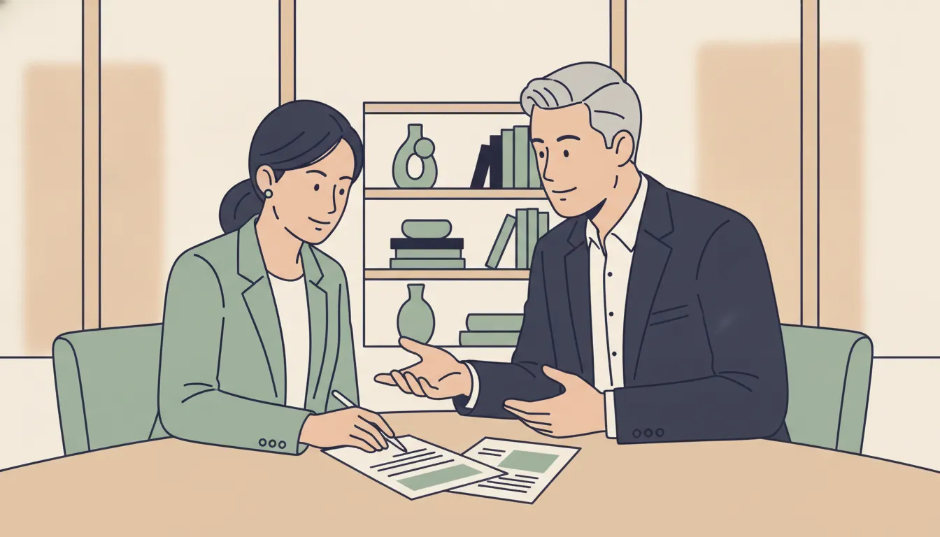 Dental practice owner and advisor reviewing a transition plan
