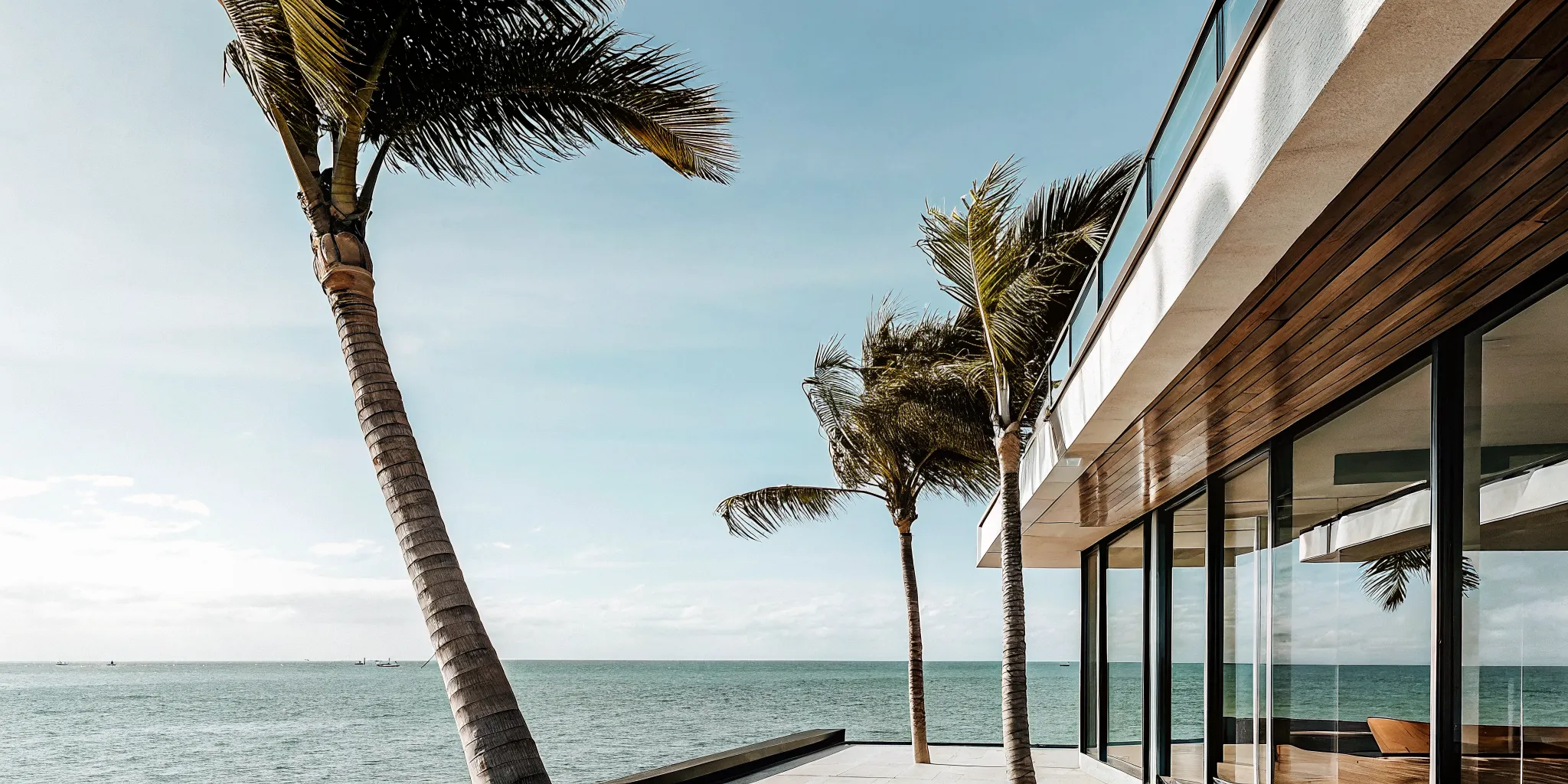Luxury waterfront home in Miami with ocean view and modern architecture