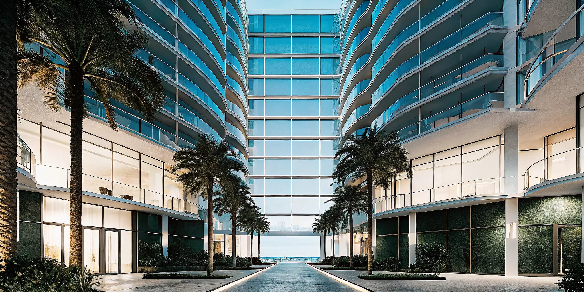 Brickell luxury high-rise condominiums at dusk