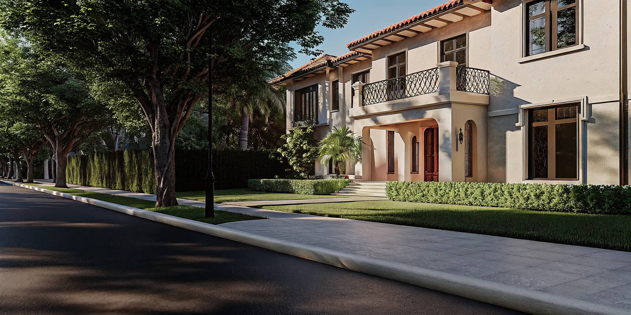 Luxury Coral Gables Mediterranean style mansion with pool and manicured garden