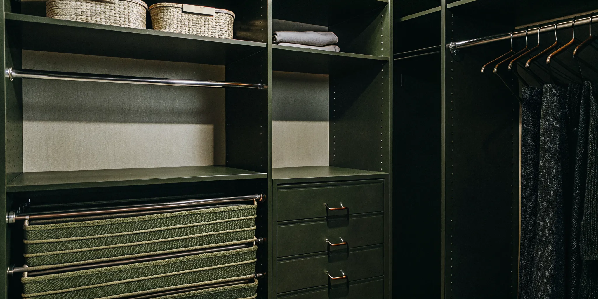 Small reach-in closet ideas with double-hang zones and vertical storage